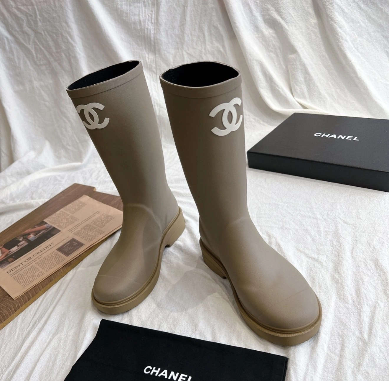 Beige CC wellies